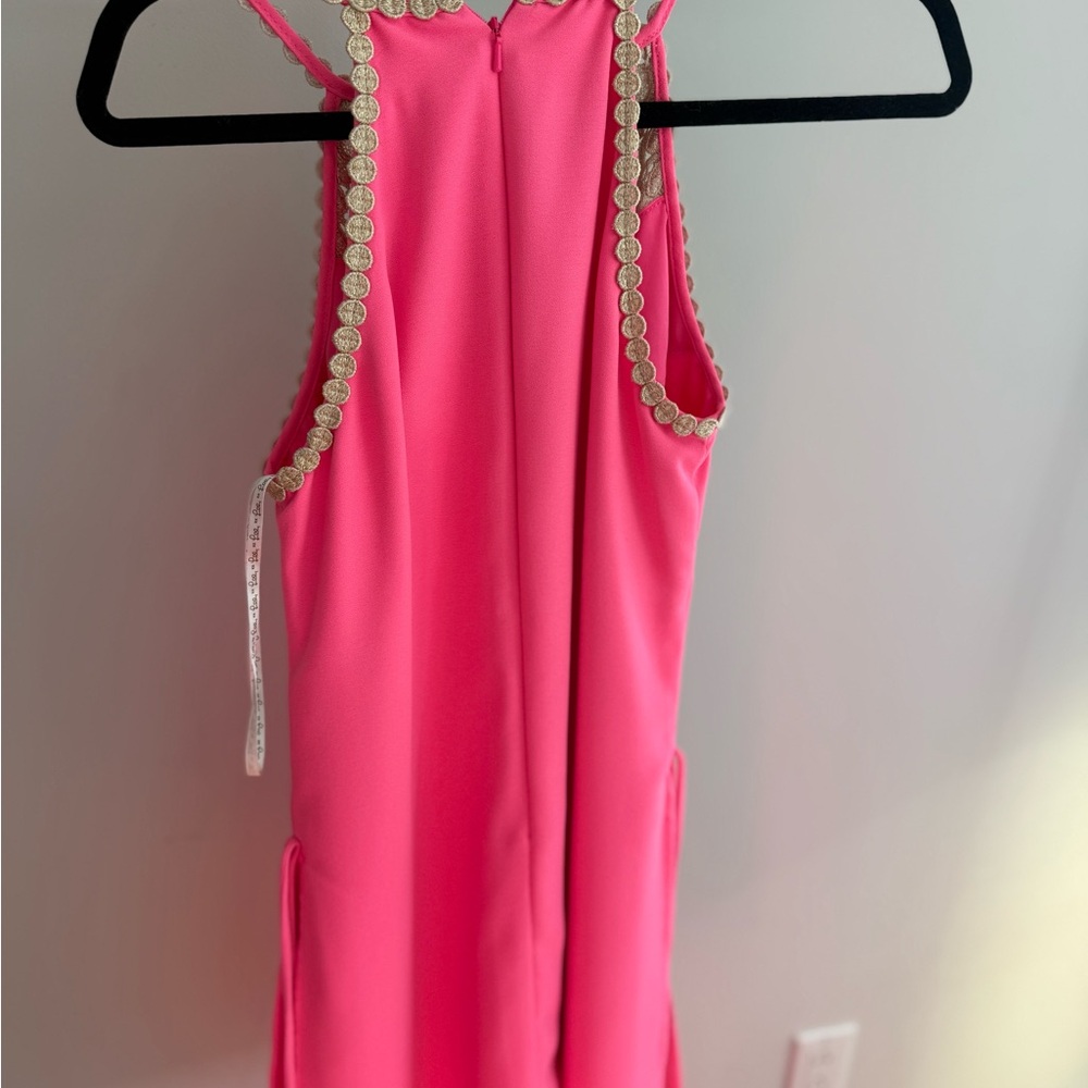 Lilly Pulitzer Pink Dress with Gold Crochet Detail - Picture 3 of 7